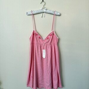 New with Tags For Love & Lemons Isabel Pink Knit Slip Mini Dress XL